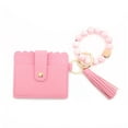 thumbnail image 2 of Women Keychain Bag with Tassel Wallet Fashion Key Holder Bags Chain Snap Button Card Holder Bangle Bracelet Keyring Pendant Accessory Pink, 2 of 8