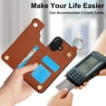 thumbnail image 4 of ELEHOLD Case for iPhone 16, Magnetic Closure Kickstand Zipper Wallet Case with 3 Card Slots & Ring Holder,Shockproof RFID Blocking Phone Case,Brown, 4 of 8