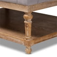 thumbnail image 6 of Bowery Hill Gray Linen Upholstered Graywashed Wood Cocktail Ottoman, 6 of 9