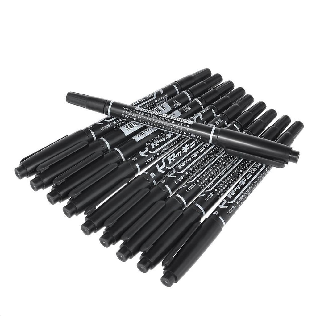 BLESIYA 3x10Pieces Black Double Ended Highlighter Marker Pen Oily Paint Marker Pen Set 3 Pcs