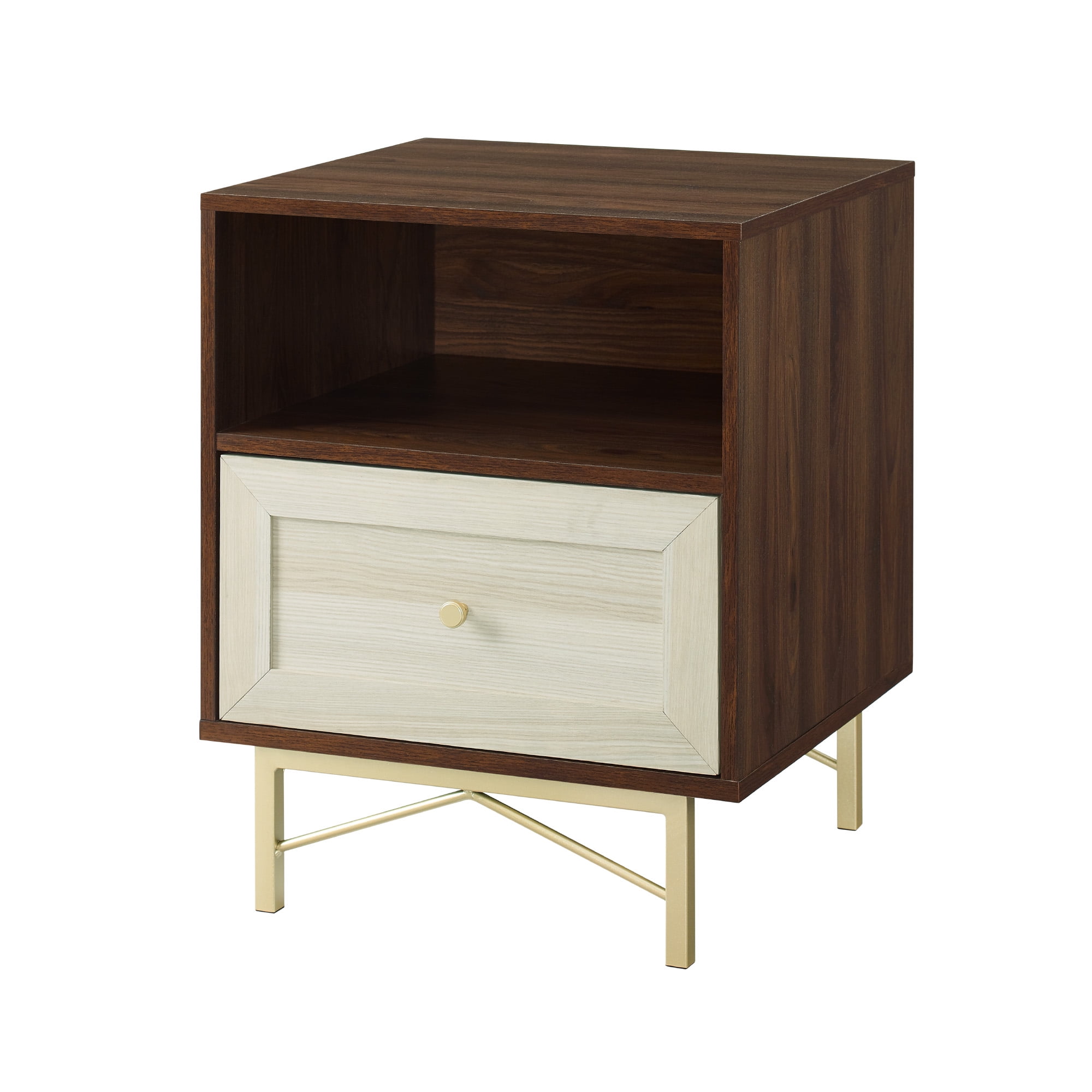 Manor Park Modern Single Drawer Nightstand, White Poplar