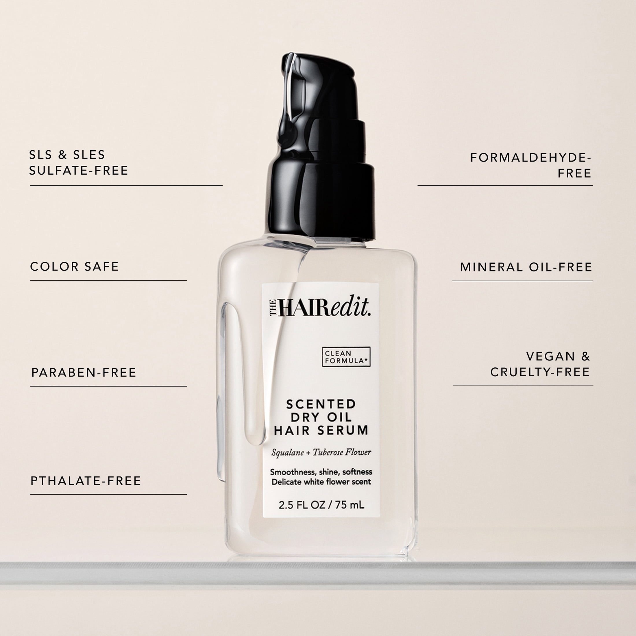 The Hair Edit Scented Dry Oil Hair Serum for Smoothness, Shine and Softness, 2.5 fl oz