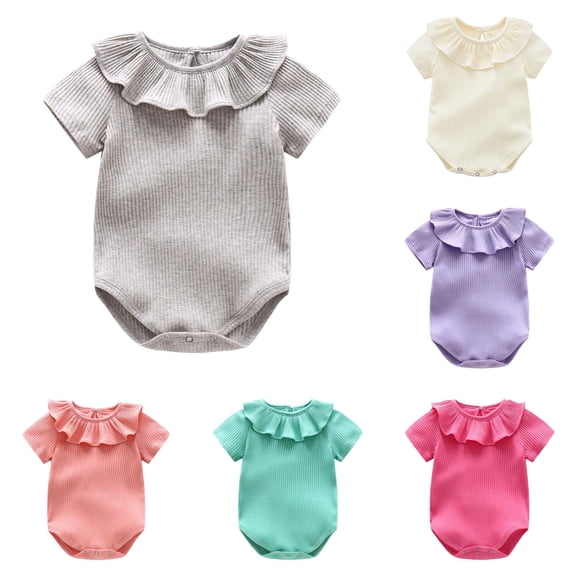Girls Bodysuits for Daily Outdoor Activities Baby Girls Round Neck Romper to 16 Months Comfortable Piece Apparel
