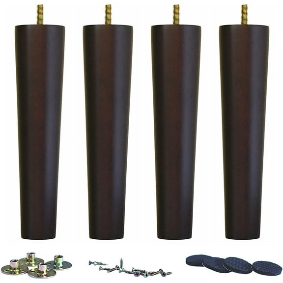 Round Solid Wood Furniture Legs for Sofa Couch Chair Ottoman Loveseat Dresser Table Cabinet Legs Furniture Feet Replacement(8" Set of 4)