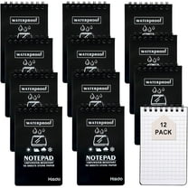 12 Pcs 3 x 5 Inches Pocket Notepad, Waterproof Notebook,  Pocket Tactical Notebook Write in the Rain, All-Weather Top Spiral Memo Paper Notepad Waterproof Pad Camo Note book (Black)