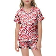 thumbnail image 2 of Gubotare Ensembles de Pyjamas pour Filles Ensemble de Pyjama pour Filles Haut à Boutons devant et Shorts, 2 Pcs 4T 5T (Rouge, 4-5 Ans), 2 of 4
