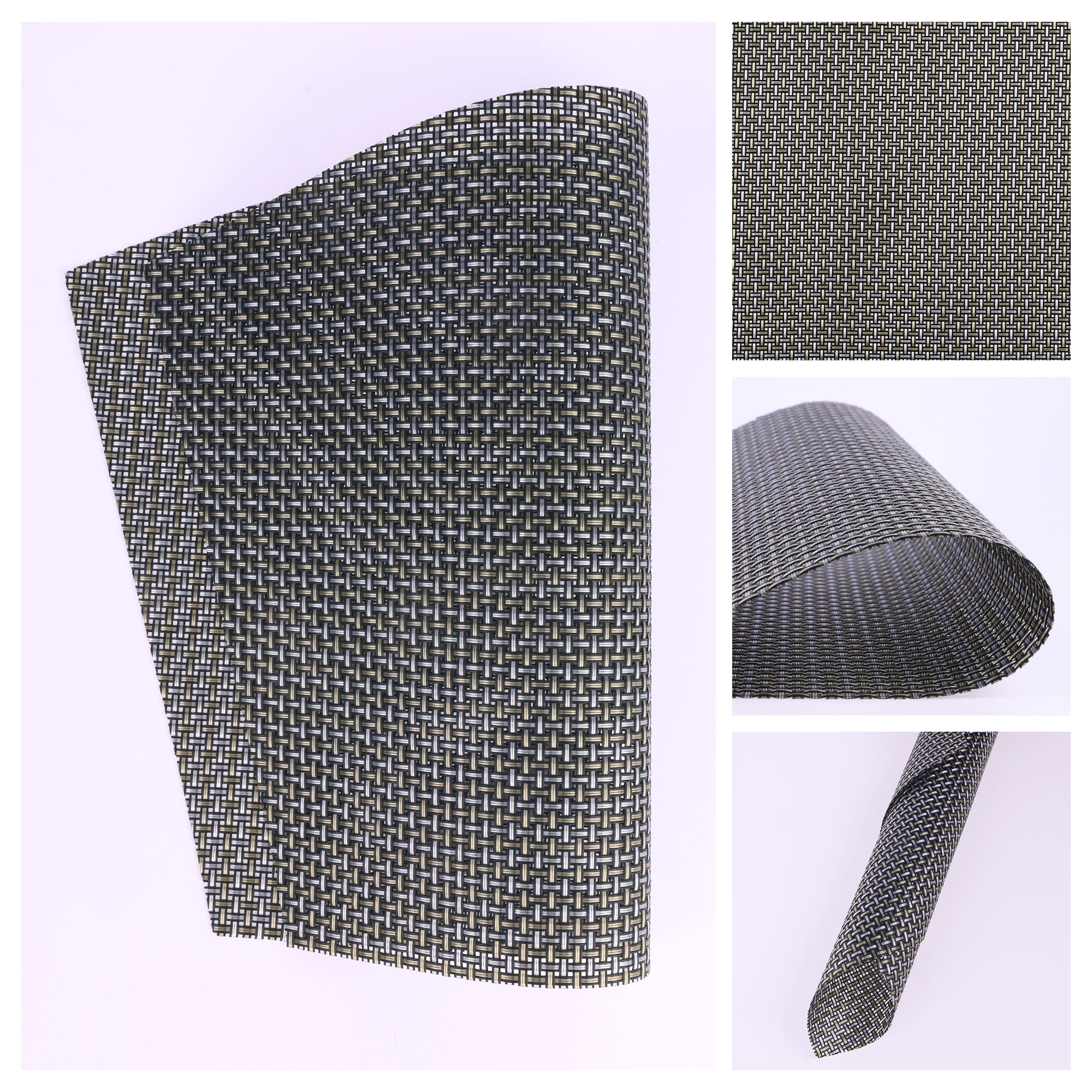 REGALWOVEN Placemats Set of 6 Solid Placemats for Kitchen Dining Table Decor Heat Resistant Table Placemats Wipeable Table Mat Black 17*11.5Inch