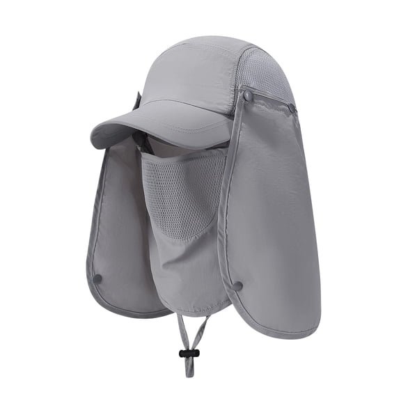 Jessboyy Men's UV Protection Outdoor Sun Hat with Neck Flap and Face Cover Breathable Summer Camping Hiking Hat UV Protection Bucket Hats Gray