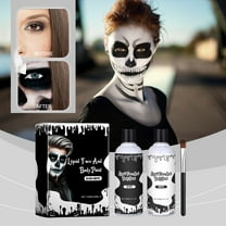 KeirineCC Black White Makeup Liquid Face and Body Paint Set, Washable Non Toxic Facepaint, Quick Drying Foundation Makeup for Halloween Skeleton Skull SFX Costume Party Large Capacity
