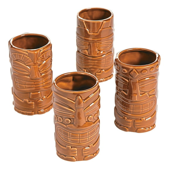 Ceramic Tiki Tumblers (4Pc) - Home Decor - 4 Pieces
