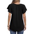 thumbnail image 3 of Chiffon Top, V Neck Chiffon Top Polyester Printed Ruffle Sleeve  For Dating Black M, 3 of 6