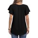 thumbnail image 4 of Mujer Casual Gasa Top Impreso Cuello En V Manga Corta Blusas Camisa Con Cordón Para Verano Negro M, 4 of 6