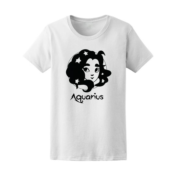 Cartoon Zodiac Sign Aquarius Women T-Shirt - Image by Shutterstock, Female XX-Large