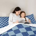 thumbnail image 4 of Homewish Geometric Checkered Twin Comforter Sets 2pcs, Timeless Grid Bedding Set, Navy Blue,Reversible,1 Comforter and 1 Pillowcase, 4 of 6