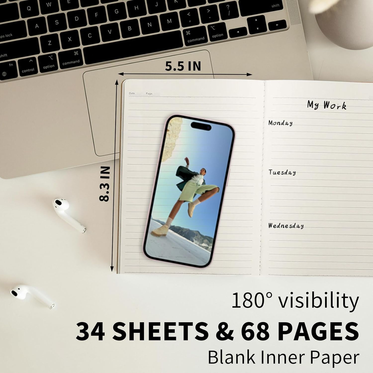 50 Pack A5 Lined Kraft Notebook Journals 8.3x5.5 In，Travel Journals Notebooks Bulk，Subject Notebooks 34 Sheets 68 Pages for Writing School Office Supplies (Lined-50 Pack)