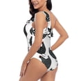 thumbnail image 5 of Yiaed Retro Rooster Print Women One Piece Swimsuits Tummy Control One Shoulder Bathing Suits Pattern Ruffle Swimwear-Large, 5 of 8