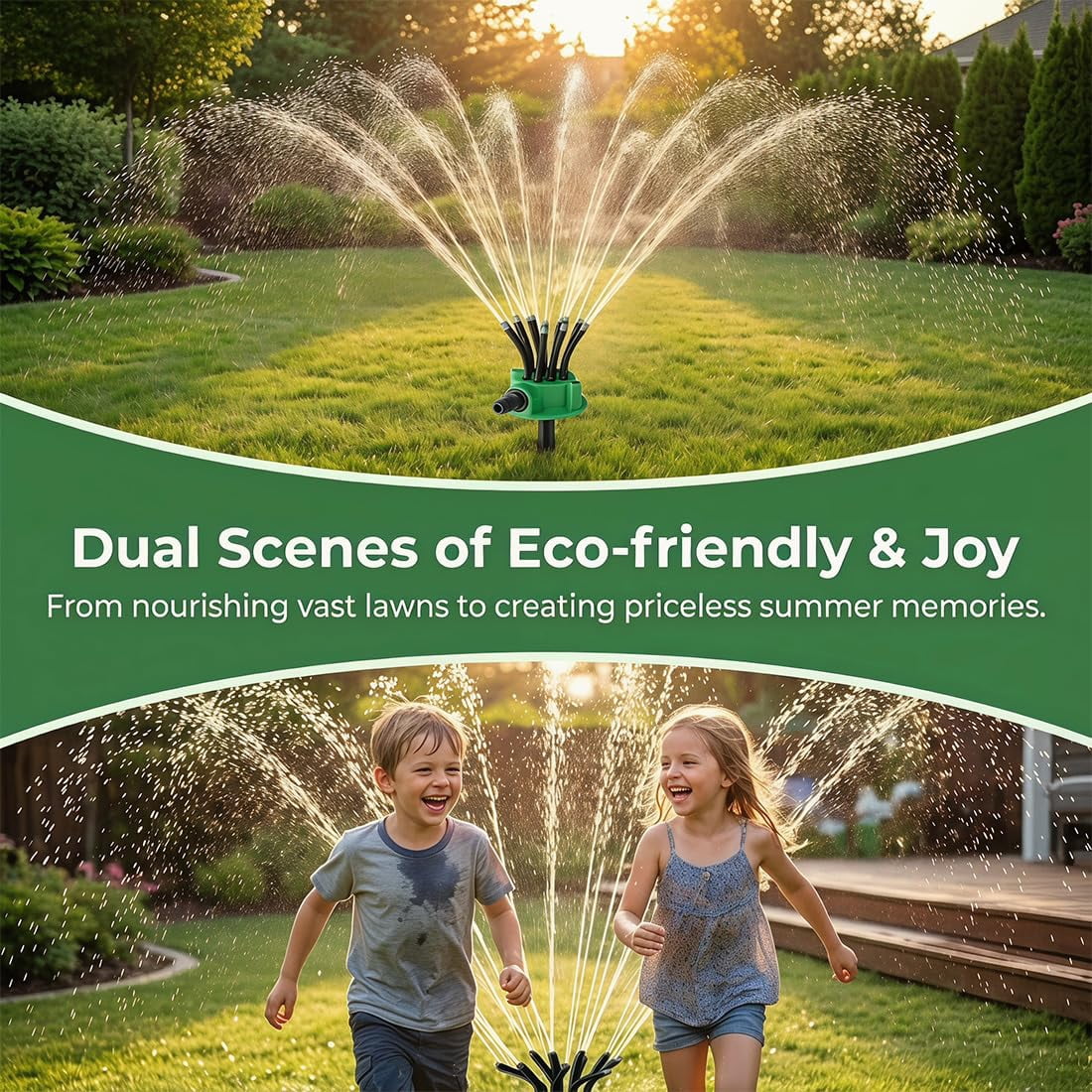 360° Multi-Directional Lawn Sprinkler, Automatic 360 Rotating Roof Cooling Sprinkler for Large Area Coverage, Garden Sprinkler, Lawn Sprinklers for Yard Plant Irrigation & Pets Water Fun