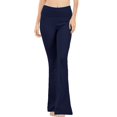 thumbnail image 3 of ClothingAve. Women's Foldover Contrast Waist Bootleg Flare Yoga Pants, Value-Pack Available Female Pants, 3 of 6