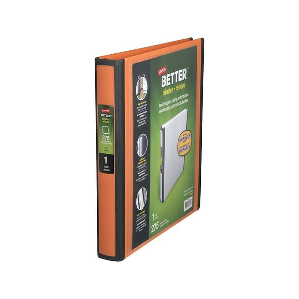 Staples Better 1Inch D 3Ring View Binder Orange (13465CC) 651739