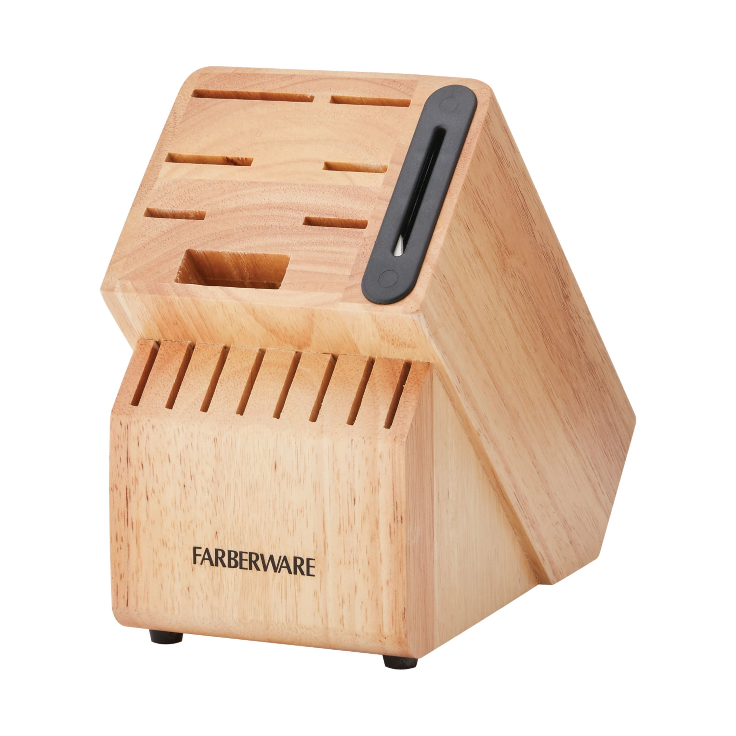 Farberware Edgekeeper 16-piece Triple Rivet Block Set with Built in Knife Sharpener, Natural