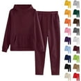 thumbnail image 2 of Girls Sweatsuits 2 Piece Set Kids Solid Color Hoodie and Sweatpants Set for Girls Athletic Tracksuits Joggers Sets Outfits,Wine 7-8 Years, 2 of 3