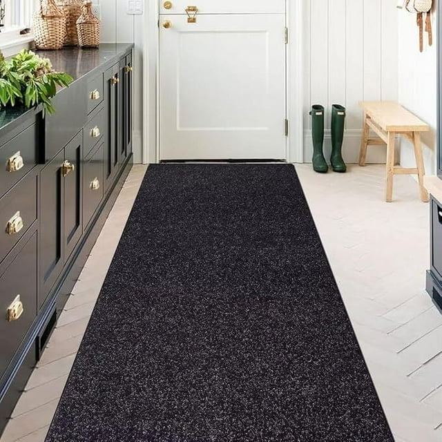 ANTPOP Runner Rug Outdoor Carpet Runners Hallway Non-Slip Rubberback Area Rugs Indoor Entrance Mat for Entryway Kitchen, 4'x10', Solid Black