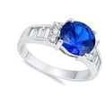 thumbnail image 4 of CHOOSE YOUR COLOR Blue Simulated Sapphire Round Solitaire Engagement Ring Sterling Silver Band CZ Female Size 8, 4 of 4