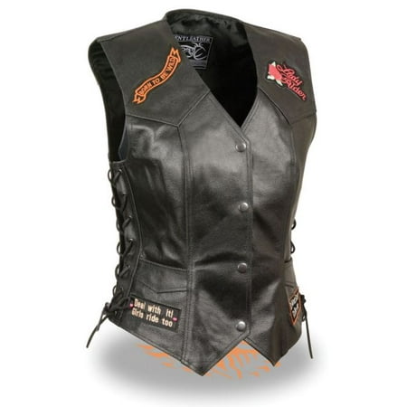 - Milwaukee Leather Event Ladies Side Lace Love to Ride Vest Pre-Patched Black