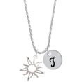 thumbnail image 1 of Delight Jewelry Silvertone Open Design Sun Silvertone Script Initial Disc - T - Charm Necklace, 20"+3", 1 of 4