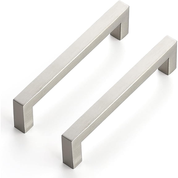 Ravinte 30 Pack 5" Brushed Nickel Cabinet Pulls – Modern Square Kitchen Drawer Handles 128mm
