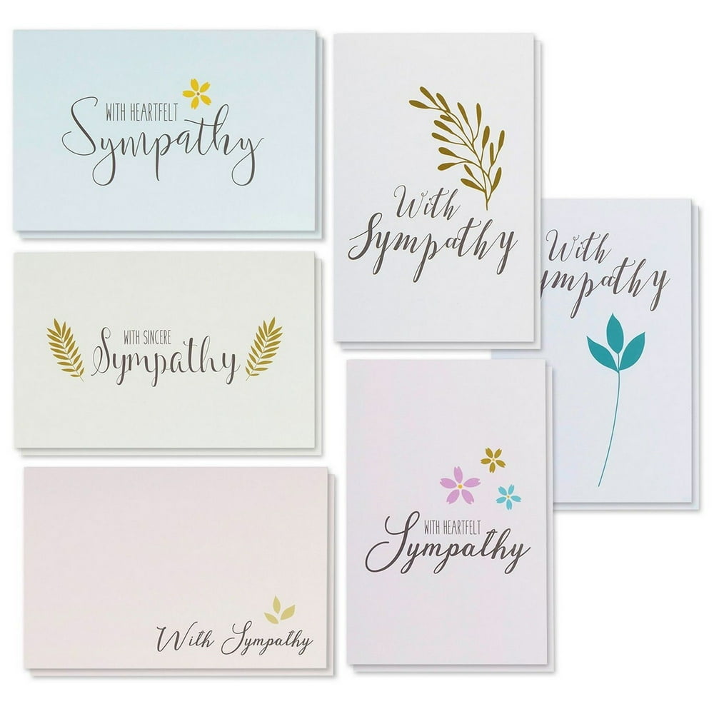 48Pack Sympathy Cards Bulk, Greeting Card with Heartfelt Sympathy, 6