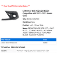 thumbnail image 2 of Right Passenger Side Fog Light Bezel - Compatible with 2022 - 2023 Honda Civic, 2 of 2