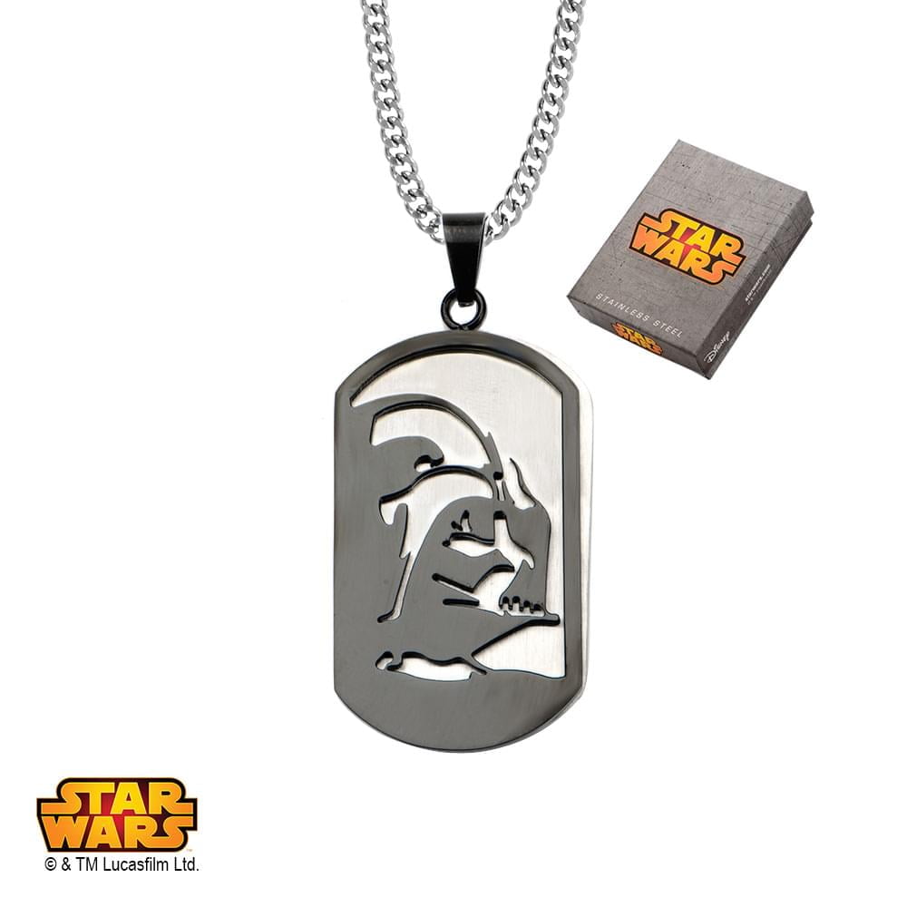 Star Wars Jewelry Unisex 3D Darth Vader Black Ion-Plated Stainless Steel Pendant  Necklace, 24