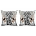 thumbnail image 1 of Ambesonne Dragon Throw Pillow Cover 2 Pack, Scary Creature Sketch, 18", Grey Umber, 1 of 2