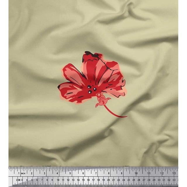 Soimoi polyester Crepe Fabric Artistic Flower Fabric Prints By Yard 42 Inch Wide