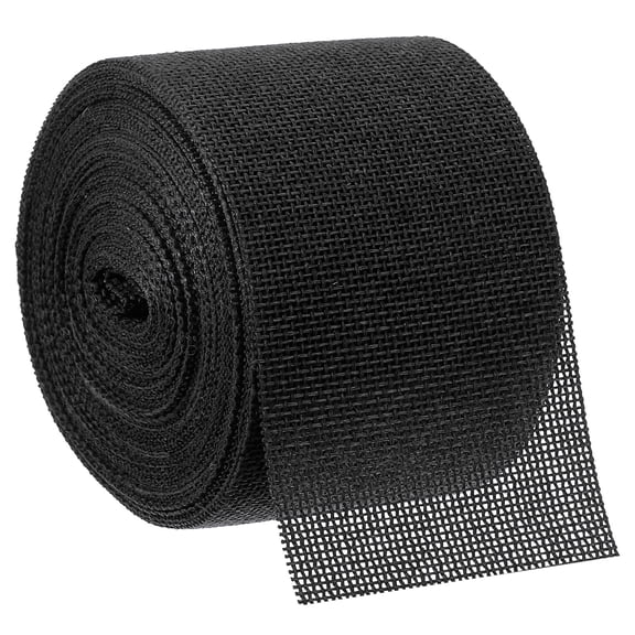 Uxcell 10 Yards 2.4 inch Burlap Ribbon Jute Burlap Wired Ribbon Rustic Ribbon, Black