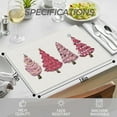 thumbnail image 3 of Pink Christmas Placemats, Preppy Pink Christmas Tree Placemats, Christmas Xmas Table Mats Washable Placemat for Kitchen Dining Room Winter Holiday Party Decoration 12x18 Inch, 3 of 6