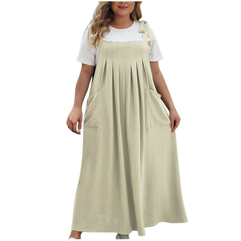 Zpanxa Plus Size Women's Jumpsuit Dress with Pockets Sleeveless Tank Romper  Dress for Casual - Walmart.com