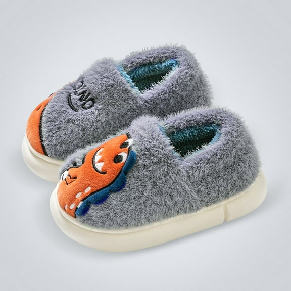 Akiihool Fuzzy Slippers for Girls Slippers for Girls Boys Cute Soft Plush Anti-Slip Winter House Shoes for Boys Girls (B,7)