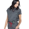 thumbnail image 2 of Mediclo Women's Medical Scrub Top – Capri Collared Chest Pocket Shirt Eco Friendly Sustainable FYSEL Fabric Workwear Heather Grey FT3092RHGY10 XL, 2 of 7