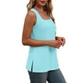 thumbnail image 5 of Olyvenn Tank Top for Women Loose Fit Eyelet Summer Tops Flowy Sleeveless Blouses Pleated Square Neck Curved Hem Fashion Light Blue XL, 5 of 8