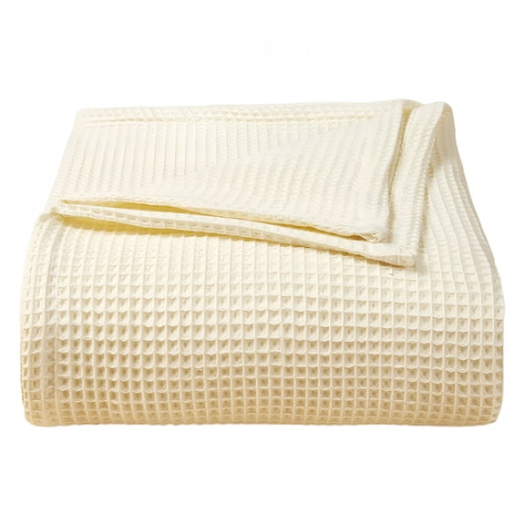 AUQ Cozy Waffle Cotton Blanket for Year-Round Use: Soft Waffle Weave Cotton Blanket - All-Season Lightweight Waffle Knit Throw Blanket Cotton Blanket Twin