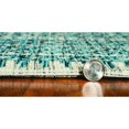 thumbnail image 4 of 8' Round Teal Geometric Pattern Indoor Outdoor Area Rug, 4 of 5