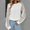 White, variant on AXXD White Basic Oversized Tshirts for Women Summer 2024 Casual Shirt Long Sleeve Solid Round Neck Hollow Out Polluer Blouse Tops