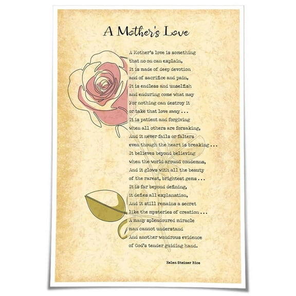 A Mother's Love Poem Wall Art Posters  Artwork Vertical Decorations for Bedroom Wall Decorative poster