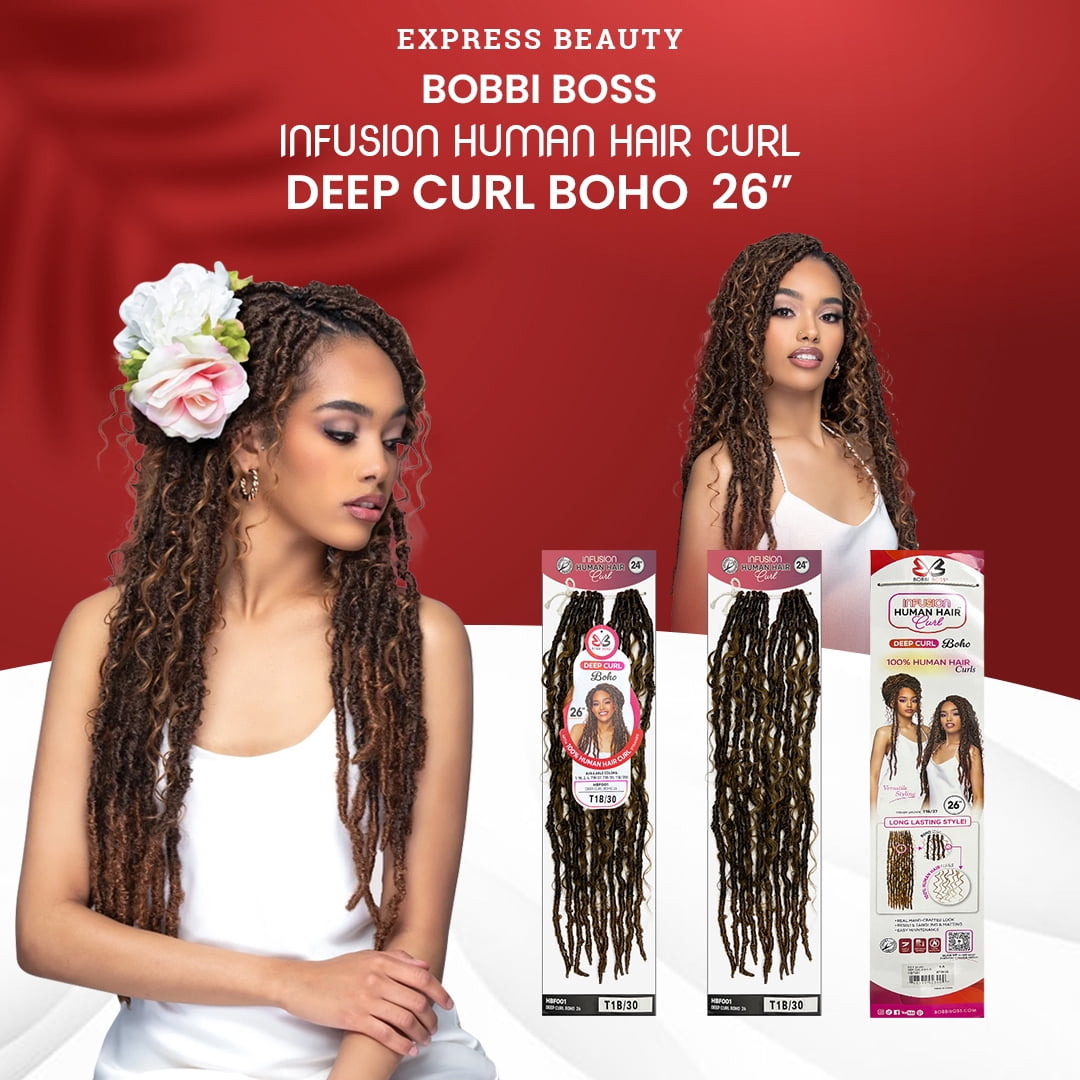 Ebo Bobbi Boss Infusion Human Hair Curl Crochet Braid Deep Curl