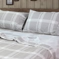 thumbnail image 2 of 4 Pieces Microfiber Flannel Sheet Set Queen Size, Grid Grey Color Deep Pocket Super Smooth Bedding Sets, 2 of 5