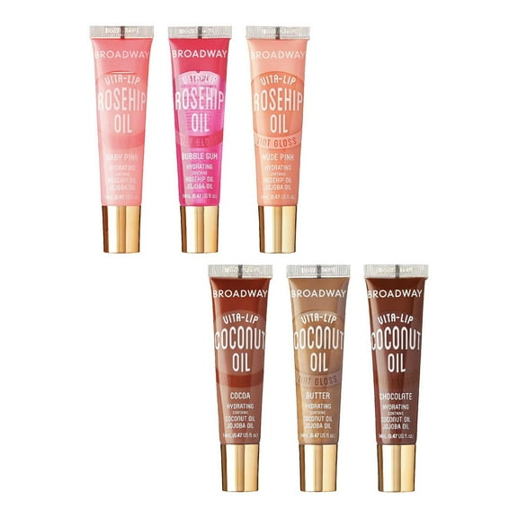 Ruby Kisses Broadway Lip Gloss Vita-Lip Tinted Lip Gloss, Moisturizing, Soothing, Super Glossy with Coconut Oil and Rosehip Oil