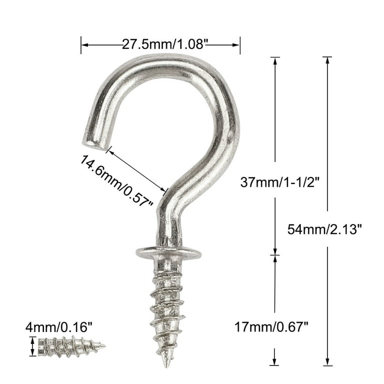 Uxcell Cup Ceiling Hooks 1-1/2 Nickel Plating Screw-in Ceiling Wall Thread  Hooks 30 Pack