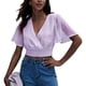 thumbnail image 2 of Top corto para mujer, blusa con cuello en V, blusa transpirable con cuello en V, manga corta con volantes para mujer optimizada para la excelencia, 2 of 5